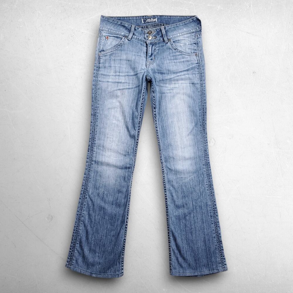 Hudson Signature Bootcut Jeans Women 28 Blue Stretch Flap Pockets Boho Y2K Faded